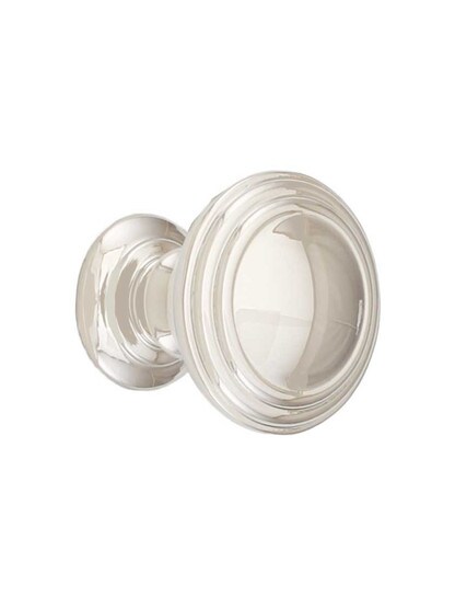 Reeded Round Cabinet Knob - 1 1/4 inch Diameter in Polished Nickel.